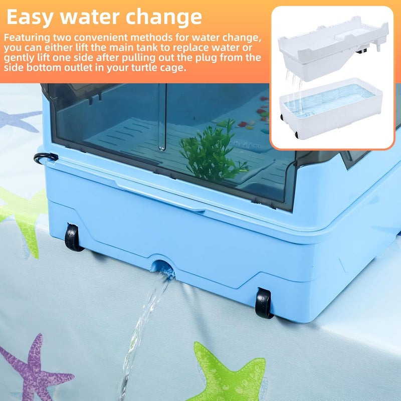 RunDuck Turtle Habitat Tank Kit– Fresh Filtration, Waterplay Fun, Diverse Living, Heat Lamp, Water Pump and Convenient Water Changes in Turtle cage Tanks (Blue, XL) - Image 5